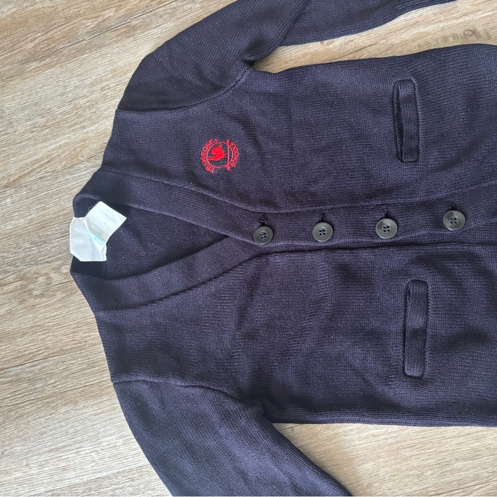 Kids Navy Blue Cardigan with Red Logo